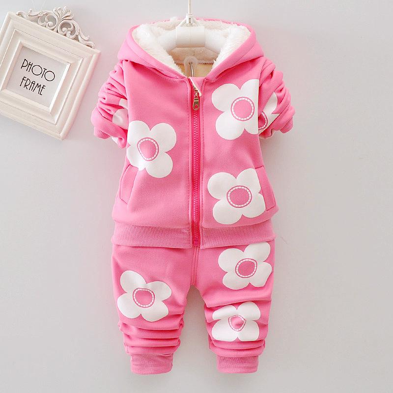 Plant Parent Hoodie - เด็กทารกดอกไม้การ์ตูนหนาขนสัตว์ฤดูใบไม้ร่วงฤดูหนาว Hooded เสื้อแจ็คเก็ตกางเกงเสื้อผ้าชุดเด็กเสื้อผ้าชุด