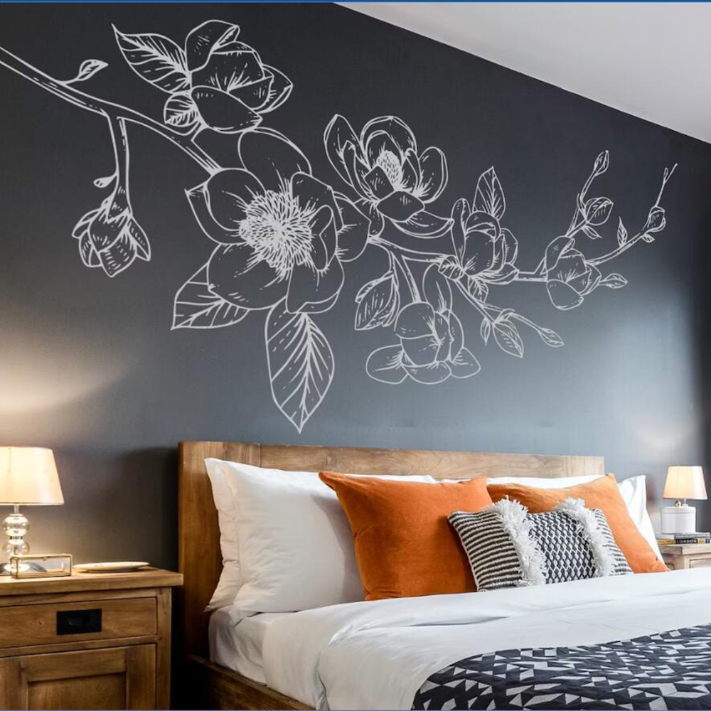 Monstera Thai Constellation - ขนาดใหญ่ Magnolia ดอกไม้สติ๊กเกอร์ติดผนังห้องนอนห้องเด็กเล่น Flora Plant Wall
