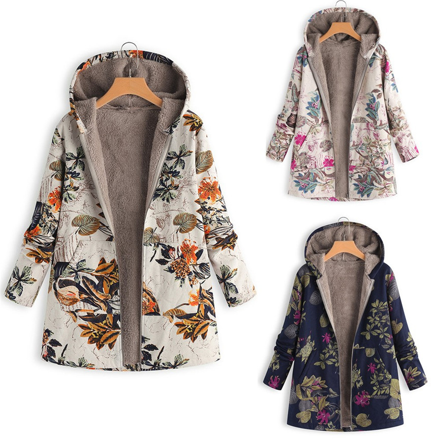 Plant Parent Hoodie - 2021ใหม่ผู้หญิงฤดูหนาวที่อบอุ่น Hooded เสื้อดอกไม้พิมพ์ Hoody Vintage ขนาดใหญ่เสื้อฤดูหนาวเสื้อแจ็คเก็ตสตรีผู้หญิง