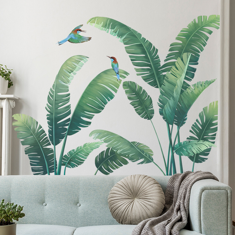 Monstera Thai Constellation - ต้นไม้เขตร้อนสติกเกอร์ไวนิลติดผนังอุปกรณ์ห้องนอนใบกล้วยสำหรับตกแต่งเครื่องตกแต่งฝาผนังห้องรูปลอก hiasan kamar ห้องนั่งเล่น