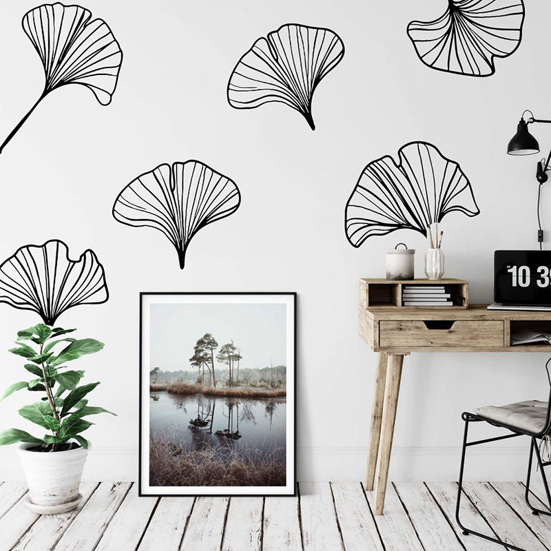 Monstera Thai Constellation - แพ็คขนาดใหญ่ 6 ใบแปะก๊วยรูปลอกผนังห้องนั่งเล่นห้องเด็กญี่ปุ่นต้นไม้พฤกษศาสตร์ Leaf ธรรมชาติสติ๊กเกอร์ติดผนังห้องเด็กเล่น Decor