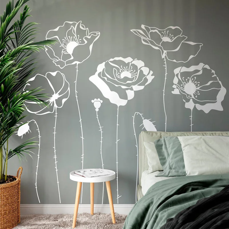 Monstera Thai Constellation - Poppys กำแพงดอกไม้ Decals ไวนิลสติกเกอร์ธรรมชาติตกแต่งผนังดอกไม้เนอสเซอรี่รูปลอกห้องนั่งเล่น Art ภาพจิตรกรรมฝาผนัง2179