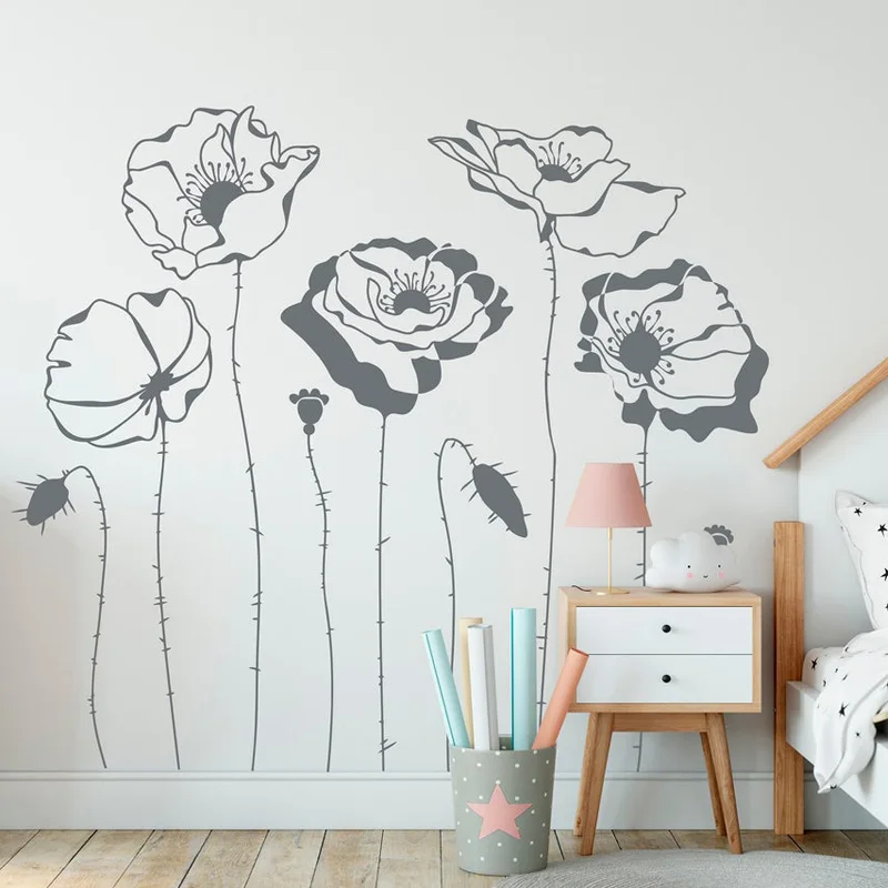 Poppys กำแพงดอกไม้ Decals ไวนิ - Monstera Thai Constellation บทวิจารณ์และราคา