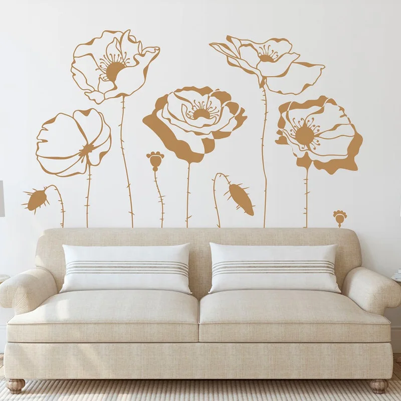Poppys กำแพงดอกไม้ Decals ไวนิ - Monstera Thai Constellation บทวิจารณ์และราคา